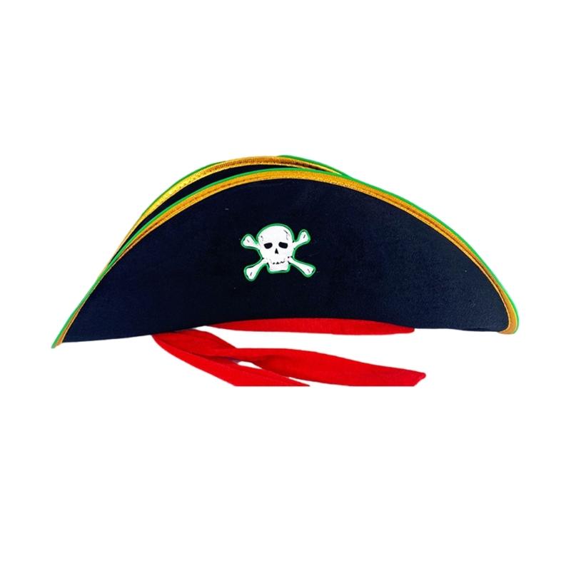 Adult Pirate Hat LED Skull Pirate Hat Pirate Costume Accessories for Adult Teens Masquerade Halloween Role Play Parties
