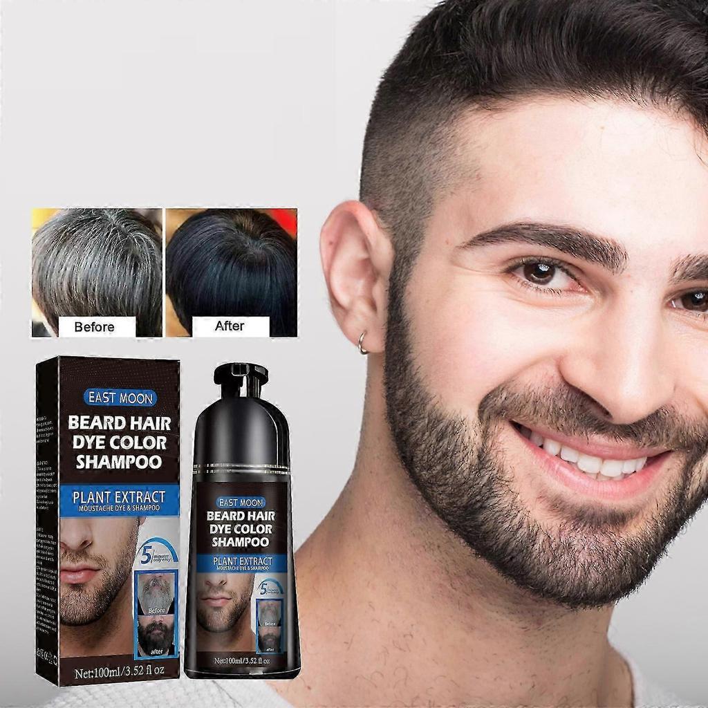 Tinte para Barba Negra para Hombres en 5 Minutos y Tinte Negro de Larga Duración para Cubrir Canas, Color de Retoque de Raíces para Barba y Bigote de Hombres