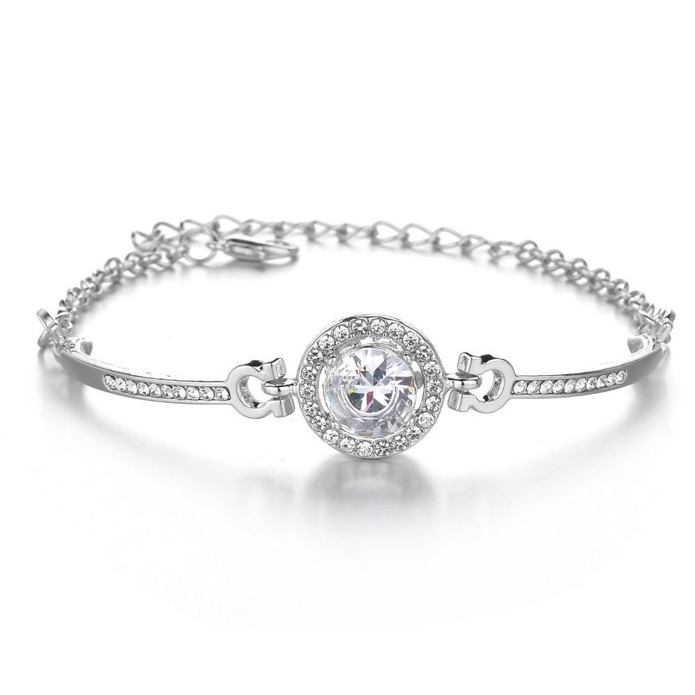 

Bracelet Diamond Minimalistic Women Simple Elegant Crystal Jewelry Gifts Girls Silver