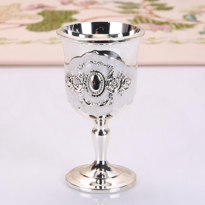 2Pcs Chalice Goblet Metal Shot Glasses Engraving Rose Flower Wine Cup Medieval Drinkware for Party Wedding Decors Gift