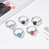 Charm 925 Sterling Silver Color Lake Green/Purple Cubic Stone For Wedding Engagement Rings Jewelry With Austrian Crystals Anillo