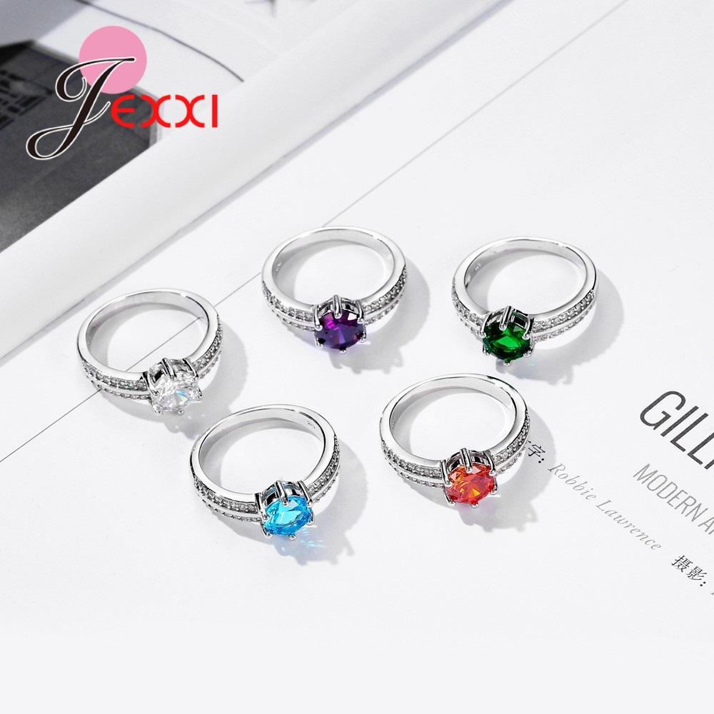 Charm 925 Sterling Silver Color Lake Green/Purple Cubic Stone For Wedding Engagement Rings Jewelry With Austrian Crystals Anillo
