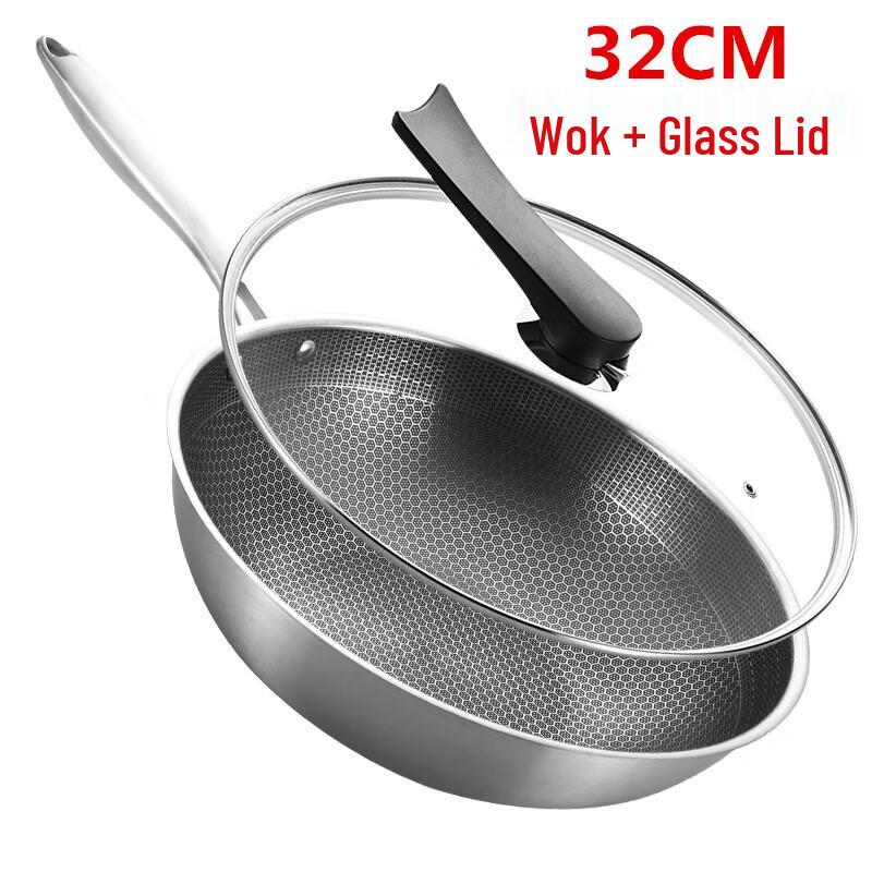 KATA Uncoated Stainless Steel Non-stick Wok