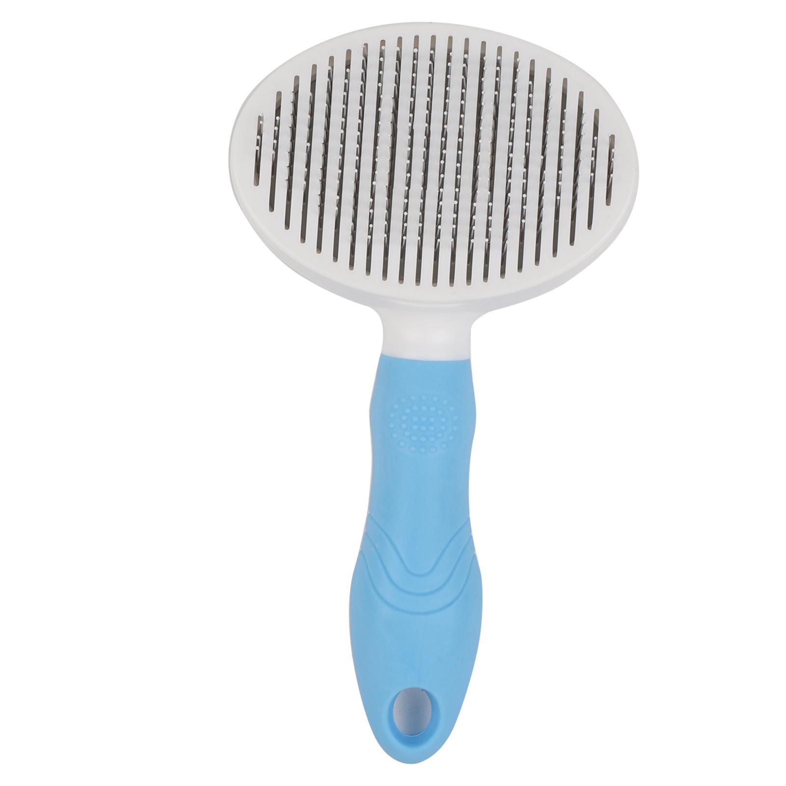 

Rubber Non-Slip Handle Pet Hair Removal Brush Stainless Steel Needle Comb Cleaning Supplies for Cats Dogs General(Blue )