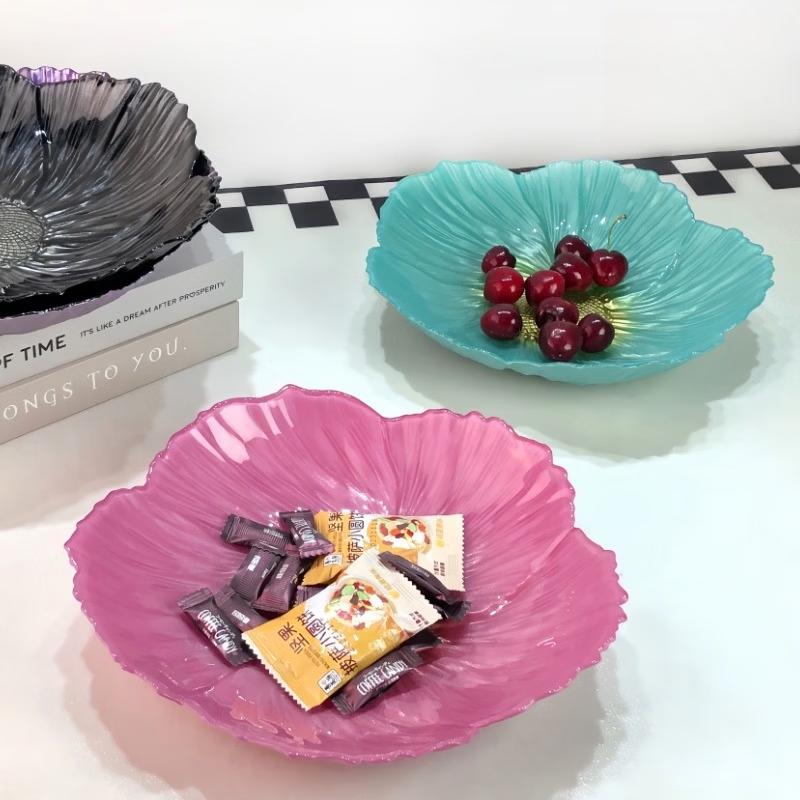 Ruhan European Style Crystal Glass Flower Petal Fruit Plate
