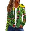 Women's Fashion Christmas Print Casual Zip-Up Long-Sleeved Hooded Jacket