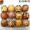 Painted Mixed Wood Beads for Jewelry Making and Hair Accessories 100Pcs/Pack 1Pack Optional