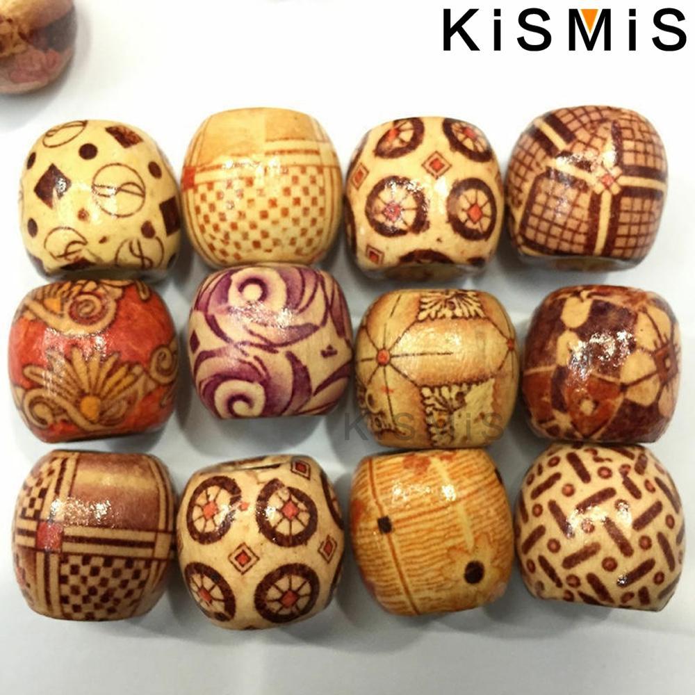 Painted Mixed Wood Beads for Jewelry Making and Hair Accessories 100Pcs/Pack 1Pack Optional