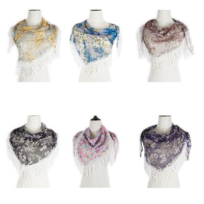 Ladies Floral Print Triangle Sheer Shawl for Ladies Summer Travel Body Cool Breathable Shawl Hot Weather Supplies