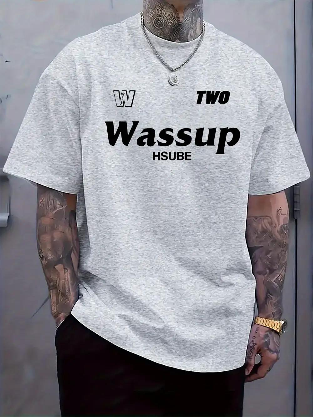 W TWO Wassup HSUBE Graphic Print Short Sleeve T-shirt - Bold Text Design M