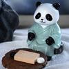 Small Zen Tabletop Figurine Panda Playing Go Chess Figurine, Resin Robe Leisurely Mood Office Ornament Ornament, Cute Statue for Tea Room Study Decor