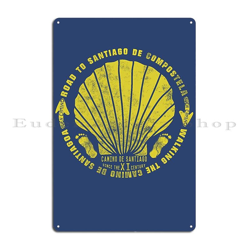 Wandelen de Goede Weg van Santiago Compostela Pelgrim Vintage Speld Metalen Plaque Bioscoop Muur Grot Print Blikken Bord Poster