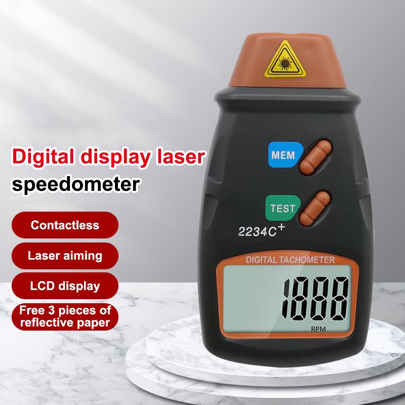Digital Laser Tachometer Hour Meter Diagnostic Tool Non-Contact Motor Lathe Speed Gauge Revolution Spin Rpm Meter 1Pc