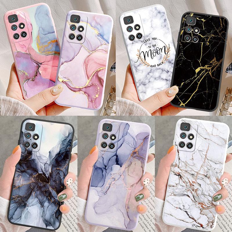 Marble Pattern Phone Case For Redmi 10 Redmi10 Protective Cover Case Pink Gold Marble Soft Silicone Funda For Xiaomi Redmi 10