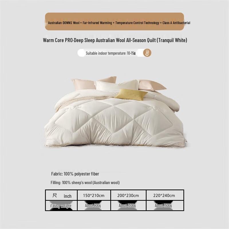 

Mercury Home Textiles All-Season Australian Wool Quilt