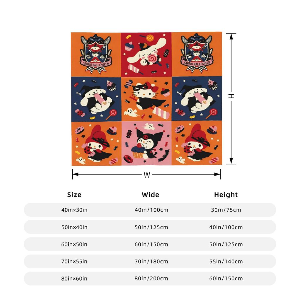 Hello Kitty Halloween Blanket Fleece Spring Autumn Pumpkins  Multifunction Warm Throw Blanket for Sofa Office Bedspreads