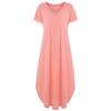 Polyester Vneck Pocket Split Long Dress For Casual Summer Wear