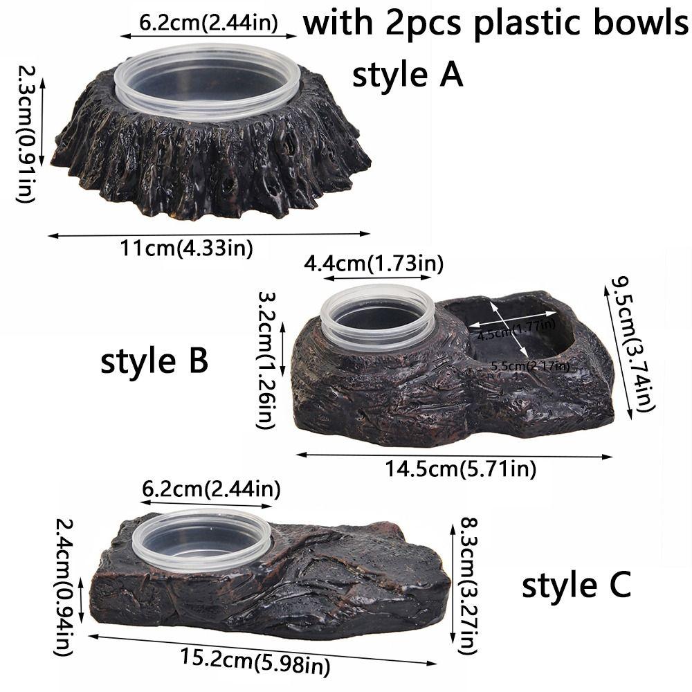 Imitation Stone Resin Rock Feeder Dish Wear Resistant Anti-knock Reptile Food Bowl with Bowls Wide Mouth Pet Feeder Ledge