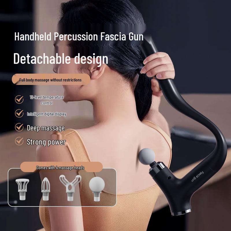 

Long-Handle Curved Head Fascia Gun: Detachable Handheld Muscle Massager for Home Use