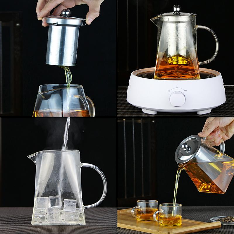 YOMDID Durable Teapot Brewing Tea Dual Purpose Make Tea Heated Container Tea Kettle Glass Tea Pot With Stainless Steel Infuser