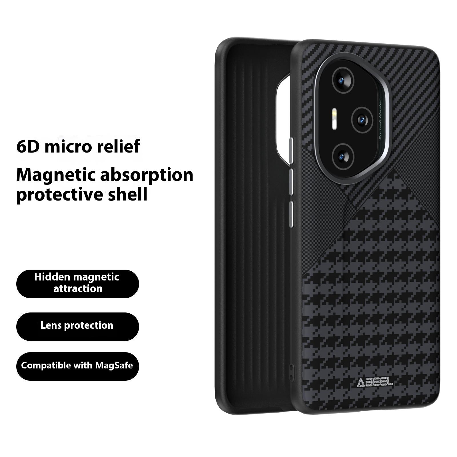 

ABEEL For Honor 300 Pro Case Compatible with MagSafe Micro-Embossing PC TPU Aluminum Alloy Leather Phone Cover As Shown A