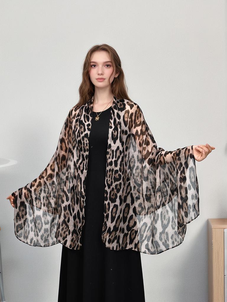 Fashion Leopard Print Scarf Woman Shawl Muslim Hijabs Ladies Long Wrap Stoles Cape Ethnic Islim Turban Femme Scarves Headscarf