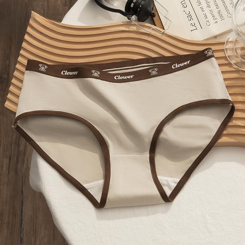 Chiloți de damă din bumbac cu talie mijlocie Alphabet Mirade Color Pantaloni triunghi moale, respirabili