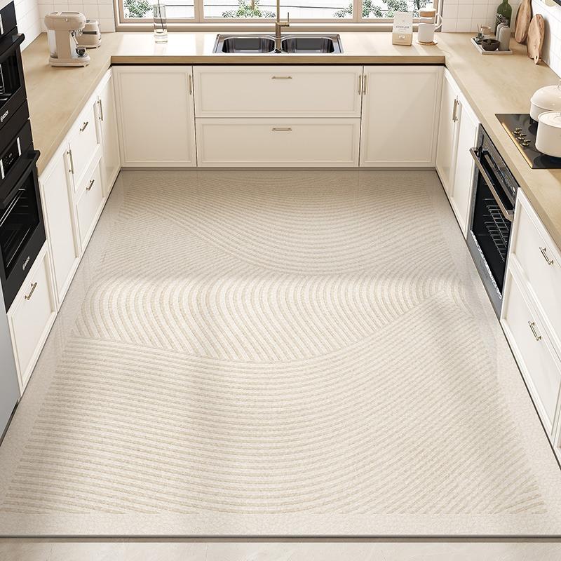 Kitchen Floor Mat Large Area Waterproof Carpet Pvc Leather Oil-proof Non-slip Foot Mats Line Minimalist Home Decoration Rug
