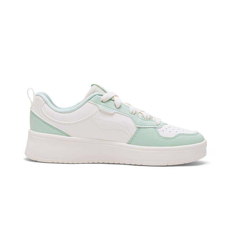 Li Ning Lightweight, Breathable, And Slip Resistant Low top Skateboard Shoes Women's Beige White Green AGCV190-2
