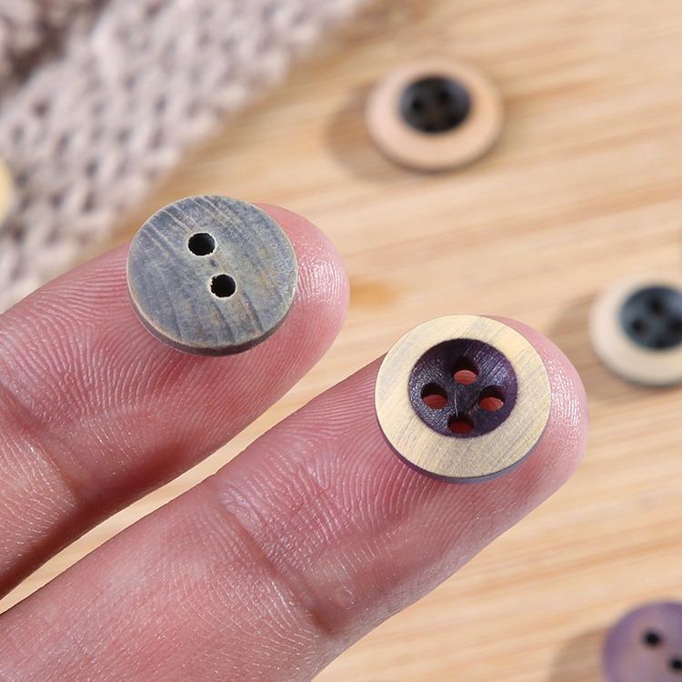 Solid Wood Shirt Button Shirt Wooden Button Children Baby Clothes Cardigan Shirt Decorative Round Buttons