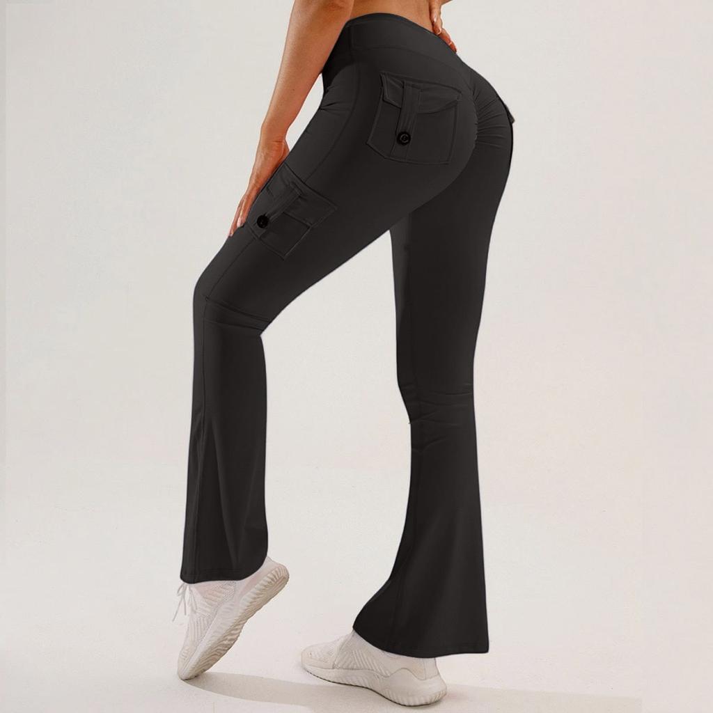 Women’s Yoga Leggings Outdoor Sports Fitness Multi-Pocket Flare Pants Work Trousers
