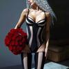 Sexy Sheer Net Bodysuit With Stockings 2 Pieces Sets Push-Up Bra Butt Lifter Striped Contrasting Jumpsuit Sexy Lingerie Sets