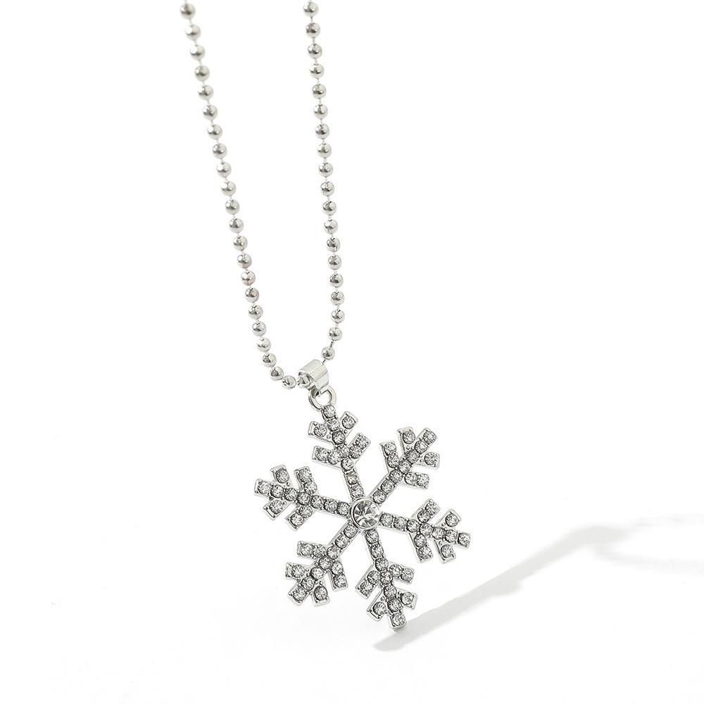 Frozen Snowflake Rhinestone Pendant Clavicle Chain Korean New Style Necklace