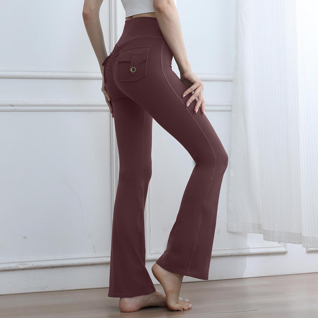 High-Waisted Seamless Bell-Bottom Yoga Pants - Butt-Lifting Peach Style for Sports, Yoga, and Fitness