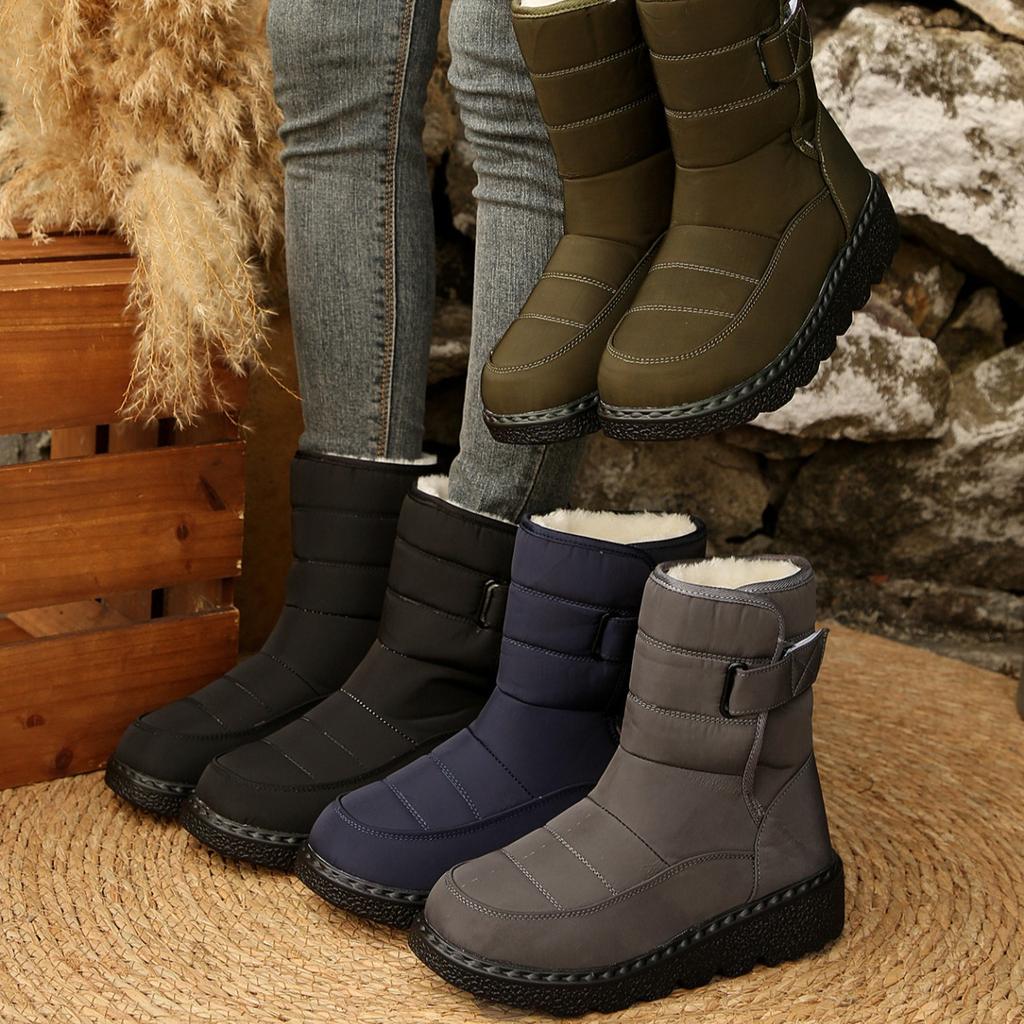 Snow Boots Woman Fashion Women Shoes Platform Shoes Woman Solid Mid Women's High Boots New Botas Mujer Winter Ladies Boots