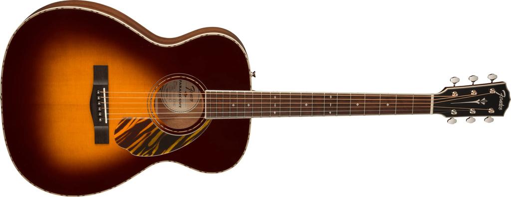 Fender Orchestra Electric Acoustic Ovangkol Vintage Sunburst with Hard Case PO-220E Guitar, Fingerboard, 3-Tone