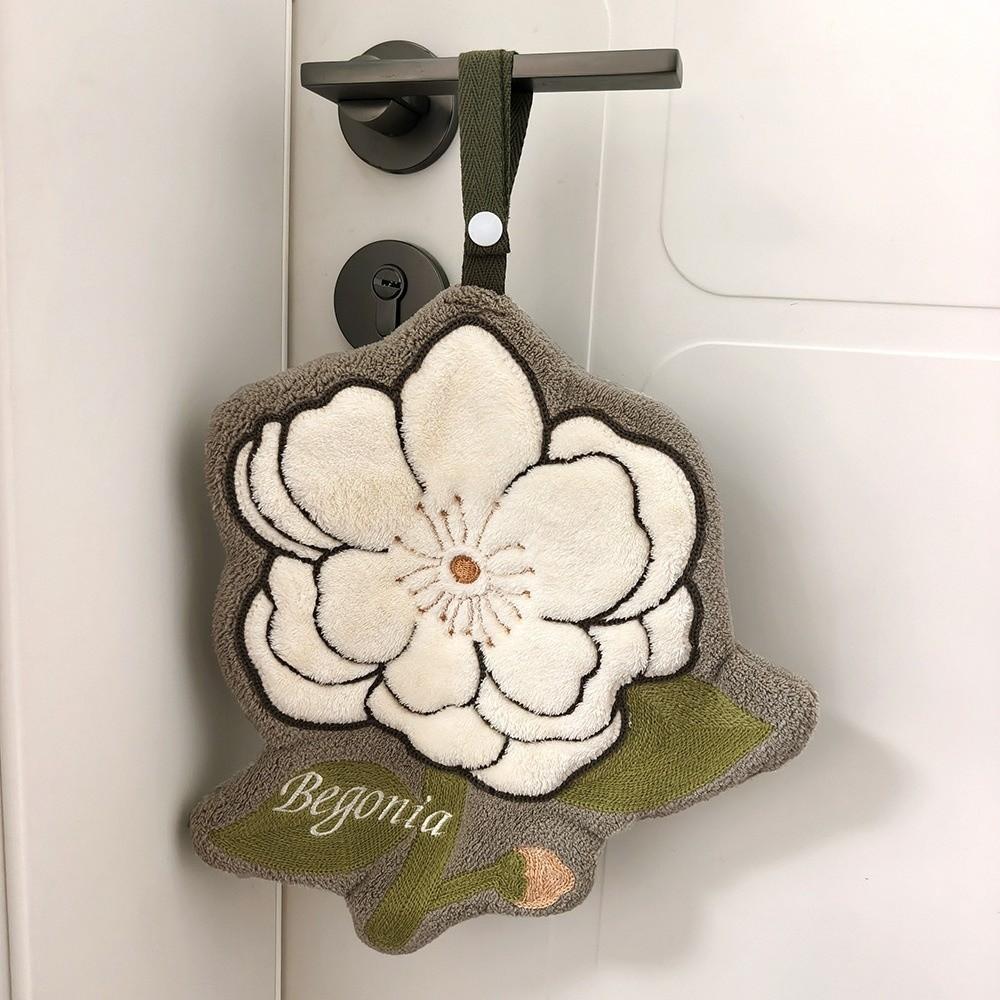 Absorbent Hanging Hand Towel Fabric Flower Hand Towel Gifts Floral Hand Towel  Kitchen Use