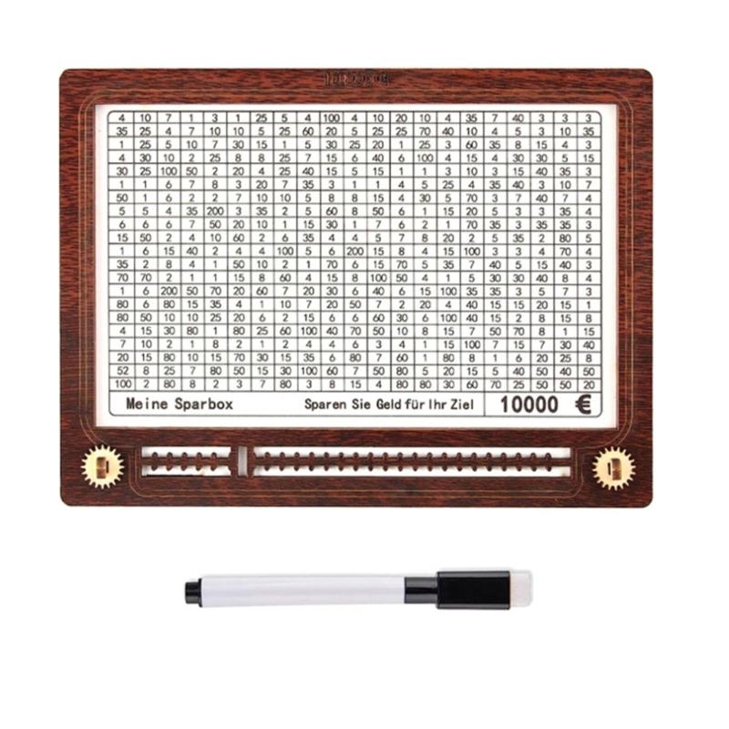 

Винтажные деревянные копилки большой вместимости для достижения денежной цели со счетчиком, стираемые, копилка для экономии денег, украшение, домашний декор коричневый