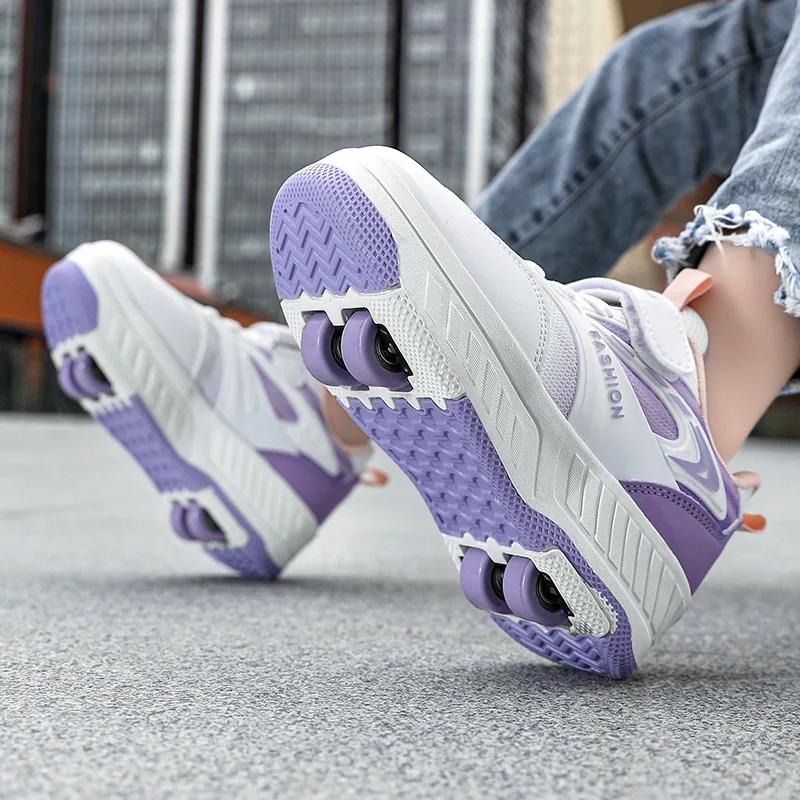 2025 Arrival Kids 4 Wheels Roller Skates Shoes Boys Girls Designer Teenager Walking Shoe Breathable Big Boy Sport Shoes Sneaker