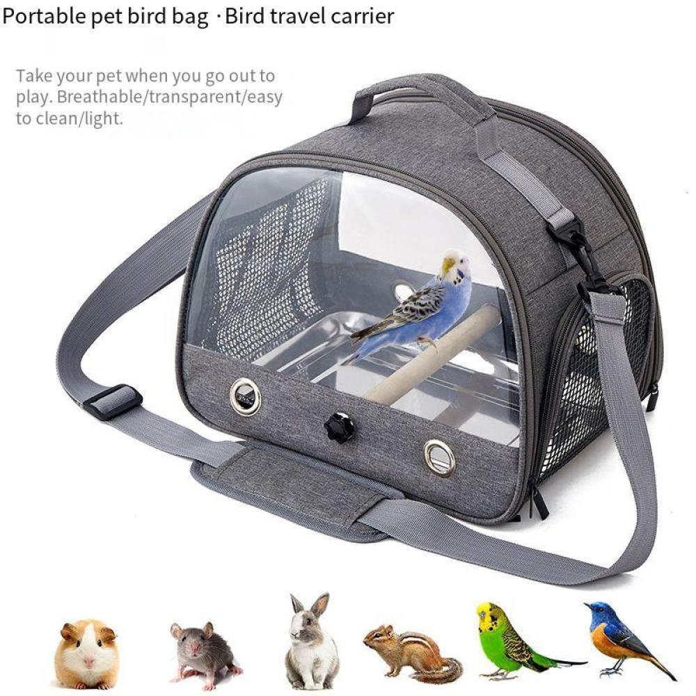 Bird Travel Carrier With Perch Parakeet Backpack Carriers With Stainless Steel Plate Portable Pet Carrier Bag For Bird Cage Accessories