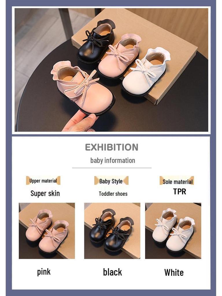 Baby Girl Princess Leather Shoes - Spring/Autumn, Soft Sole, Non-Slip, 1-3 Years