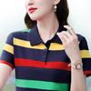 Top Estivi da Donna Magliette a Righe Sexy Vintage Manica Corta Polo T-Shirt Ampi Casual