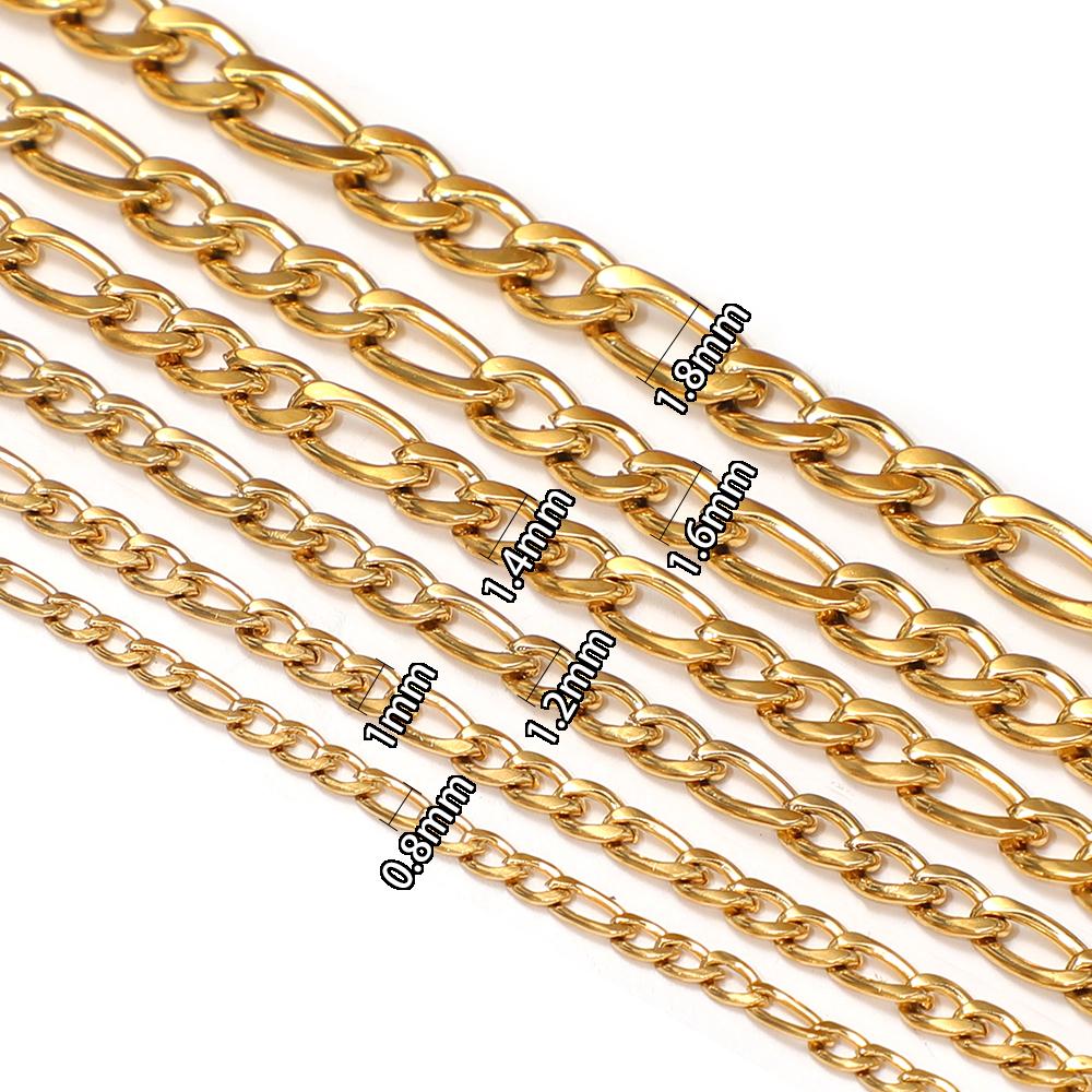 2 Meters Stainless Steel Link Cuban Figaro Chains Bulk for DIY Jewelry Earrings Making Necklace Findings Bracelets Wholesale