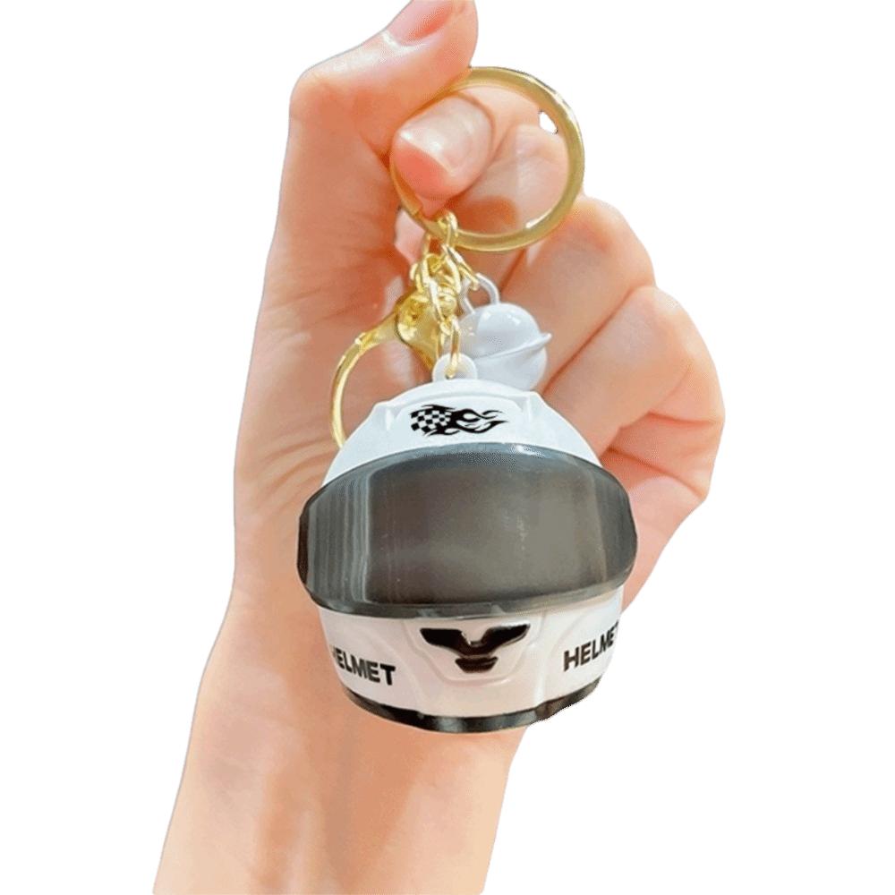 Matte Motorcycle Helmet Keychain Luminous Key Ring Fashion Key Pendant Backpack