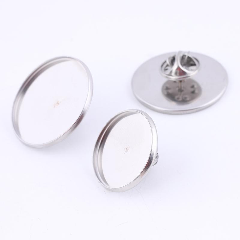 10pcs Stainless Steel Brooch Pin Backs Fit 20mm 25mm Cabochon Base Setting Blanks Diy Broches Making Accessories