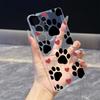 Black Paw Prints with Red Hearts Phone Case for Samsung Galaxy S26 S25 S24 S23 S22 S21 S20 FE Plus Lucency TPU Protection Cover