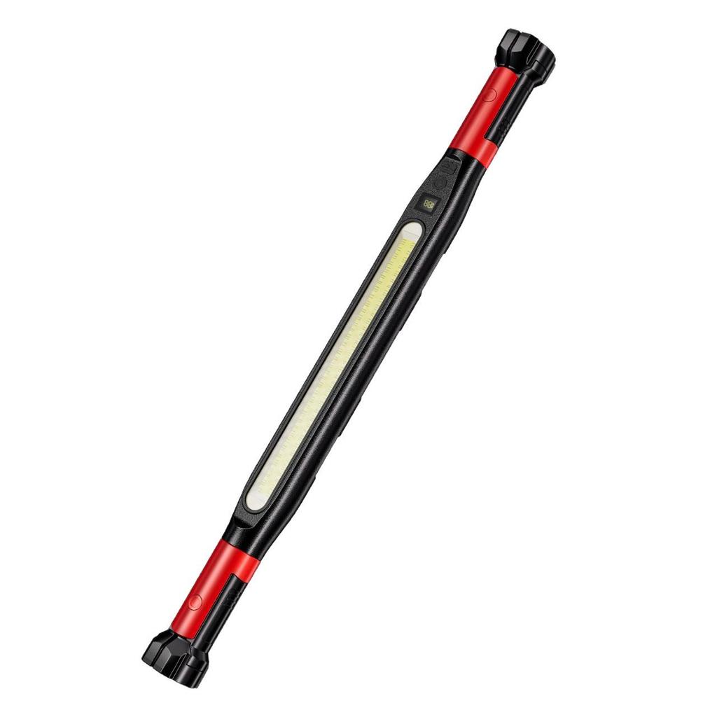 COB Strip Magnetic Work Light with Digital Display, Hook, White & Red Light for Car Repairs