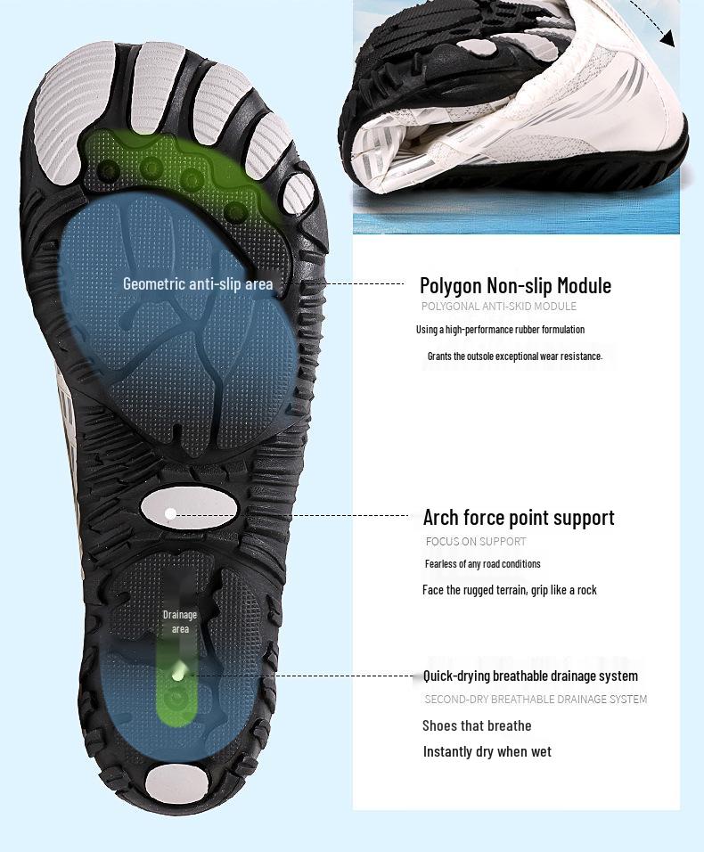 Outdoor Quick-Dry Five-Finger Water Shoes for Hiking & Swimming - Non-Slip Beach and Creek Footwear for Couples