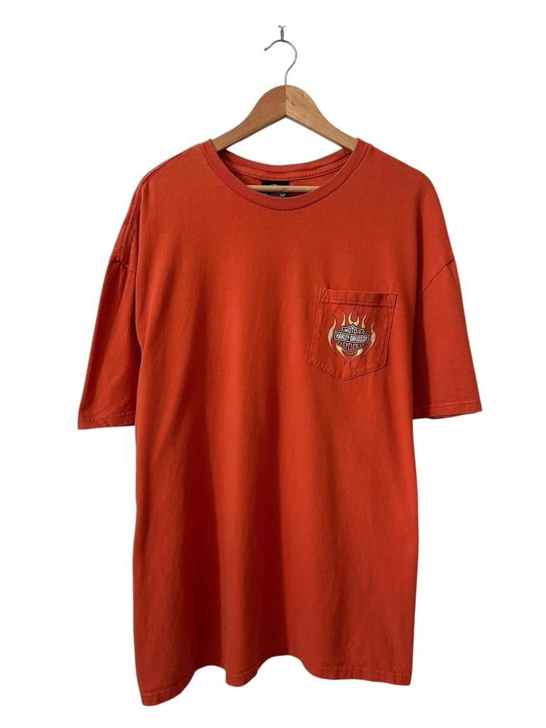 Harley Davidson Orange Pocket T Shirt Men’s 2XL Souix Falls