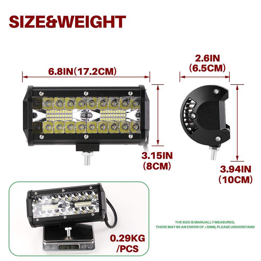 Car Off-road Modification Front Irradiation LED Strip Light 7inch 40 Beads 120w Fork Car Light Yellow Light